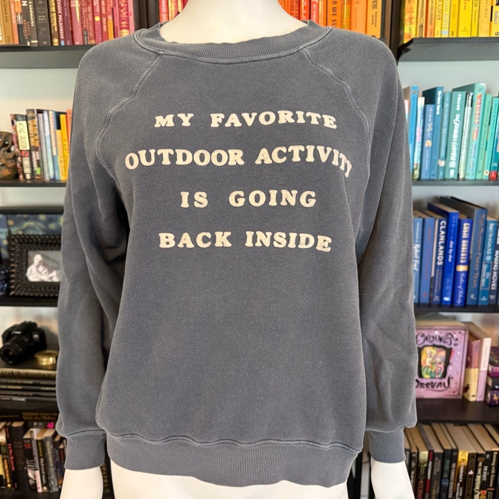 Wildfox Heather Blue Gray Fleece Sweatshirt